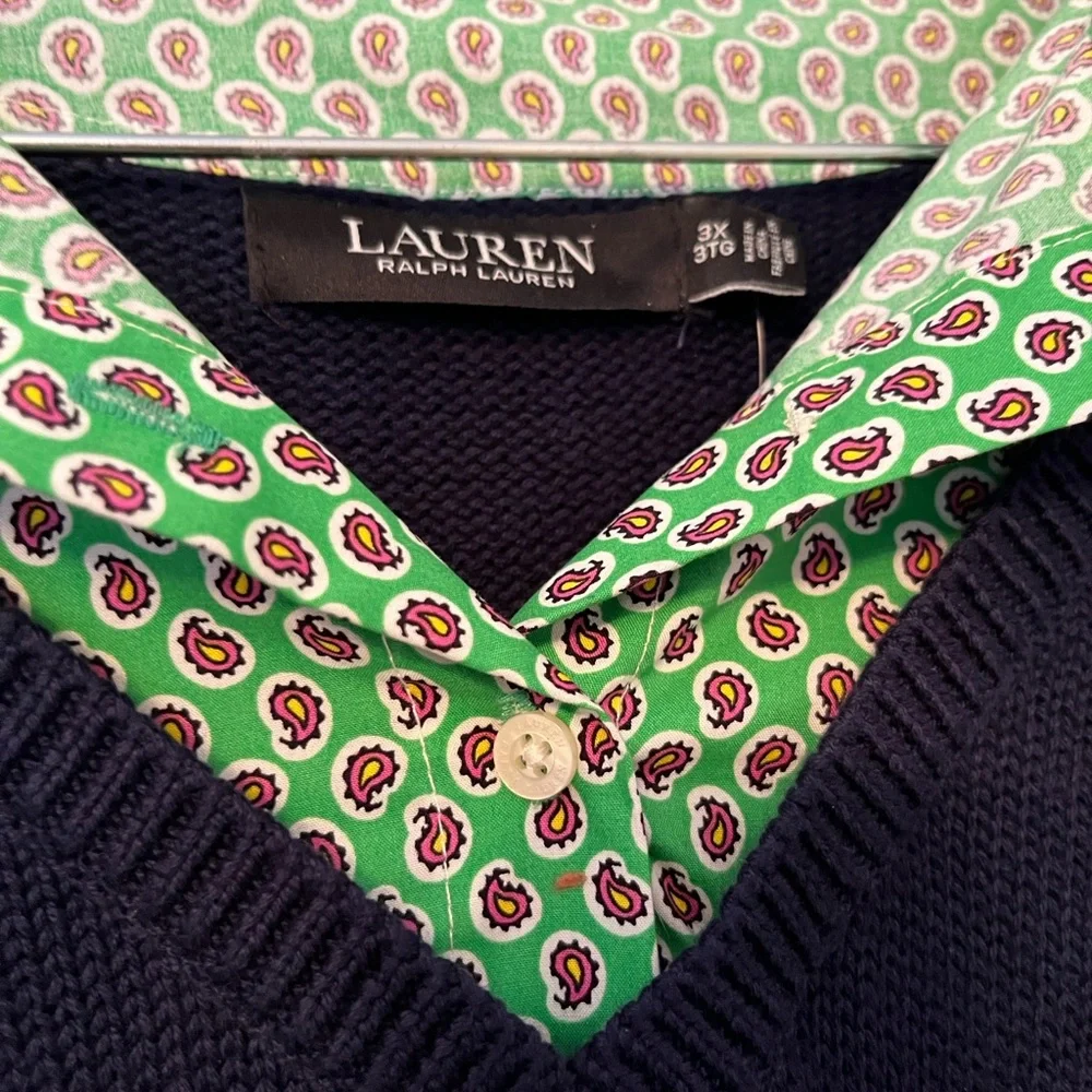 Ralph Lauren Deep Blue V-Neck Sweater - Picture 6 of 6